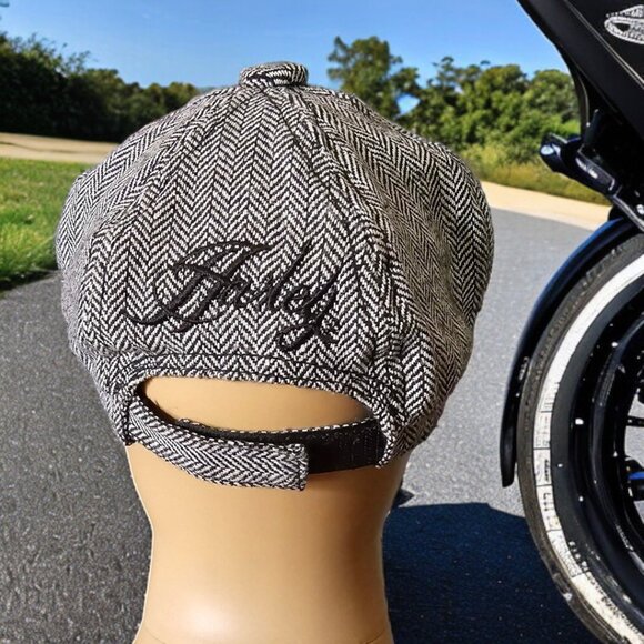 HARLEY-DAVIDSON Womens Newsboy Trendsetter Black/Gray Cap OSFA - Picture 2 of 8